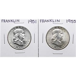 Lot of 1951 & 1955 Franklin Half Dollar Coins