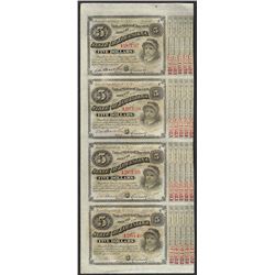 Uncut Sheet of (4) State of Louisiana Baby Bond Obsolete Notes