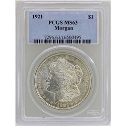 1921 $1 Morgan Silver Dollar Coin PCGS MS63