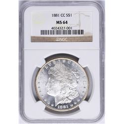 1881-CC $1 Morgan Silver Dollar Coin NGC MS64