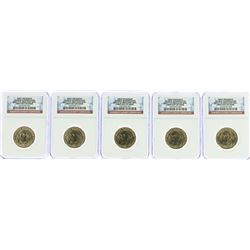 Lot of (5) 2007-P George Washington Presidential Dollar Coins NGC BU FDOI