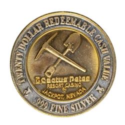 .999 Silver Cactus Pete's Jackpot, Nevada $20 Casino Limited Edition Gaming Toke