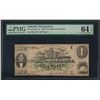 Image 1 : 1863 $1 The State of Alabama Obsolete Note PMG Choice Uncirculated 64EPQ