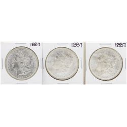 Lot of (3) 1887 $1 Morgan Silver Dollar Coins