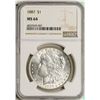 Image 1 : 1887 $1 Morgan Silver Dollar Coin NGC MS64