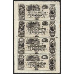 Uncut Sheet of $10 Canal Bank New Orleans Obsolete Notes