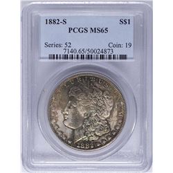 1882-S $1 Morgan Silver Dollar Coin PCGS MS65 Amazing Toning