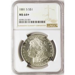1881-S $1 Morgan Silver Dollar Coin NGC MS64+