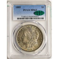1889 $1 Morgan Silver Dollar Coin PCGS MS63 CAC AMAZING TONING