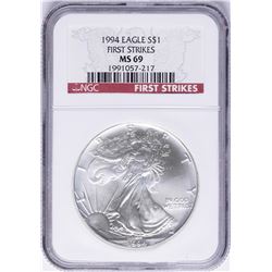 1994 $1 American Silver Eagle Coin NGC MS69 First Strikes