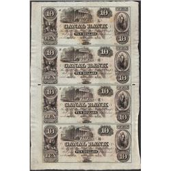 Uncut Sheet of 1800's $10 Canal Bank Obsolete Notes