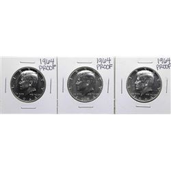 Lot of (3) 1964 Proof Kennedy Half Dollar Coins