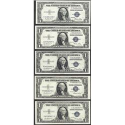 Lot of (5) 1935F $1 Silver Certificate Notes