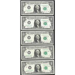 District Set of 1963B $1 Federal Reserve BARR Uncirculated Notes