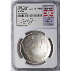 2014-P $1 Baseball Hall of Fame Coin NGC MS70 Cal Ripken Jr.