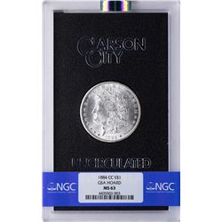 1884-CC $1 Morgan Silver Dollar Coin Uncirculated GSA NGC MS63