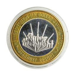.999 Silver Stardust Resort Las Vegas, Nevada $10 Casino Limited Edition Gaming