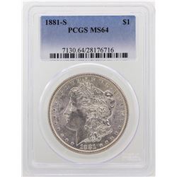 1881-S $1 Morgan Silver Dollar Coin PCGS MS64