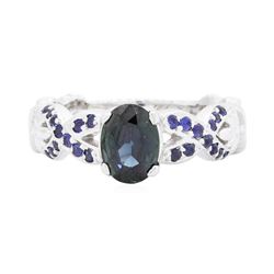 14KT White Gold 1.20 ctw Sapphire Ring