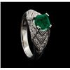 Image 4 : 18KT White Gold 1.20 ctw Emerald and Diamond Ring