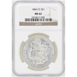 1884-CC $1 Morgan Silver Dollar Coin NGC MS62