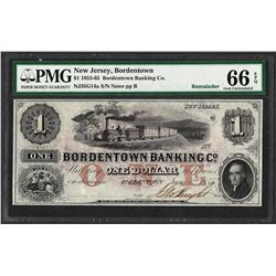 1855-65 $1 Bordentown Banking Co. New Jersey Obsolete Note PMG Gem Uncirculated
