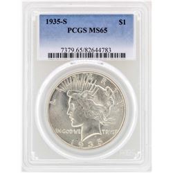 1935-S $1 Peace Silver Dollar Coin PCGS MS65
