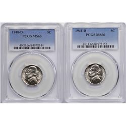 Lot of 1940-D & 1941-D Jefferson Nickel Coins PCGS MS66