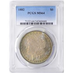 1882 $1 Morgan Silver Dollar Coin PCGS MS64 Amazing Toning