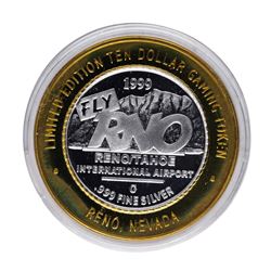 .999 Silver Fly RNO Reno Tahoe $10 Casino Limited Edition Gaming Token