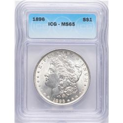 1896 $1 Morgan Silver Dollar Coin ICG MS65