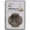 Image 1 : 1922 $1 Peace Silver Dollar Coin NGC MS63