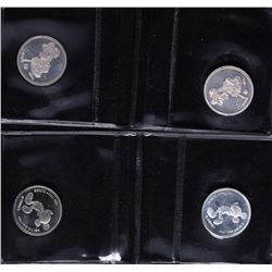 Lot of (4) Disney Mickey Mouse 1/20 oz. .999 Fine Silver Coin Rounds