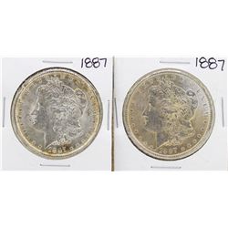 Lot of (2) 1887 $1 Morgan Silver Dollar Coins