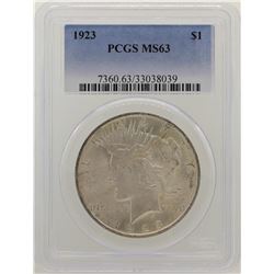 1923 $1 Peace Silver Dollar Coin PCGS MS63