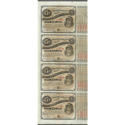 Uncut Sheet of (4) State of Louisiana Baby Bond Obsolete Notes