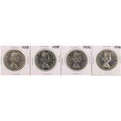 Lot of (4) 1958 Canada $1 Silver Dollar Coins