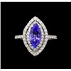 Image 2 : 14KT White Gold 1.64 ctw Tanzanite and Diamond Ring