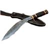 Image 2 : Hand-Made Custom Damascus Steel Kukari Bull Horn Hunting Knife
