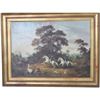 Image 1 : Original Mid 19thc Signed Oil Painting, French Cavalry Approaching Castle