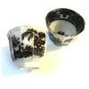 19thc Pair Black Transferware Handleless Tea Cups