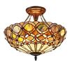 Image 1 : "PRISMA" Tiffany-style 2 Light Semi-flush Ceiling Fixture 16" Shade