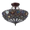 Image 2 : "PRISMA" Tiffany-style 2 Light Semi-flush Ceiling Fixture 16" Shade
