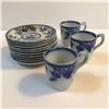 Image 1 : Set of 19thc English T Furnival & Sons Bombay Flow Blue Cups & Saucers