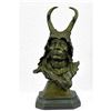Bronze Bust Sculpture of Native American in Antler Headdress 17" x 9"