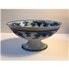 19thc Flow Blue Pedestal Fruit Compote Bowl