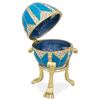Image 3 : 3.15" Crystal Rhombus On Blue Enamel Faberge Inspired Egg