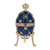 4.8" Russian Coat Of Arms Blue Royal Inspired Russian Faberge-Inspired Egg