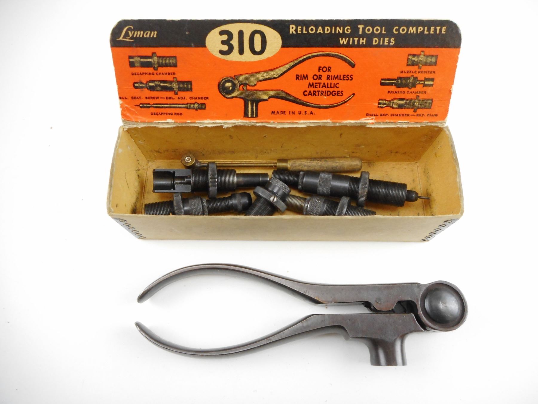 LYMAN NO 310 RELOADING TOOL 45 AUTO COMPLETE WITH DIES lyman-no-310-reloading-tool-45-auto-complete-with-dies