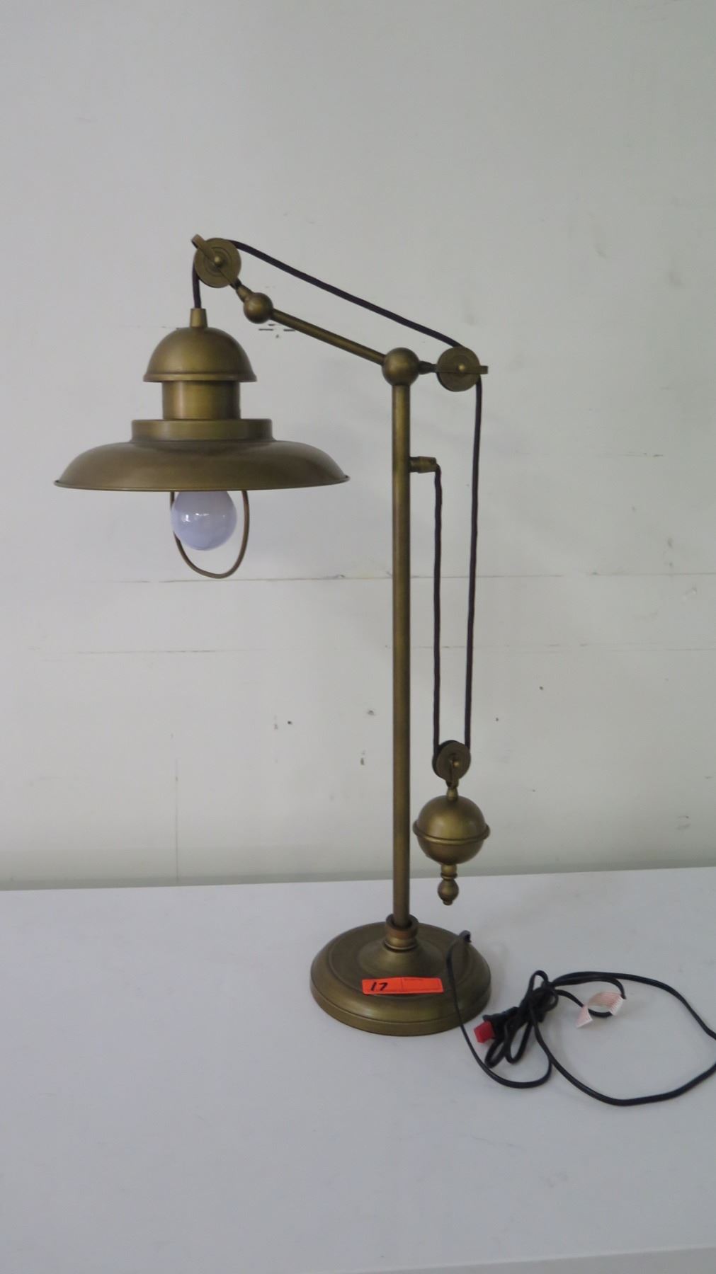 Pulley Metal Desk Lamp, Approx. 32" H - Oahu Auctions